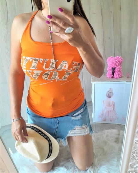 Oranžový predĺžený top-s, s