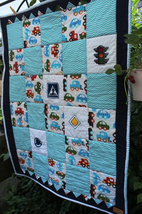 Detská  patchwork prikrývka autíčka, 