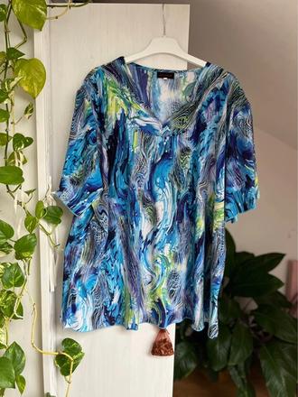 Modrá blúzka s krátkym rukávom, 5xl