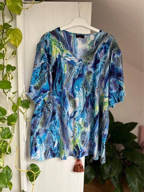 Modrá blúzka s krátkym rukávom, 5xl