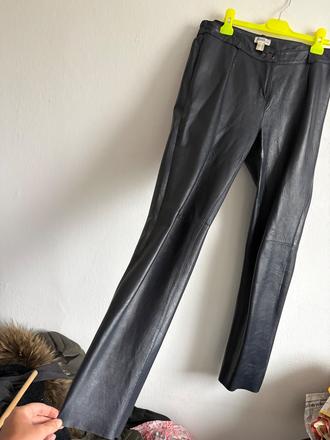 Tmavomodre kozene nohavice slim prava koza trendy, 40