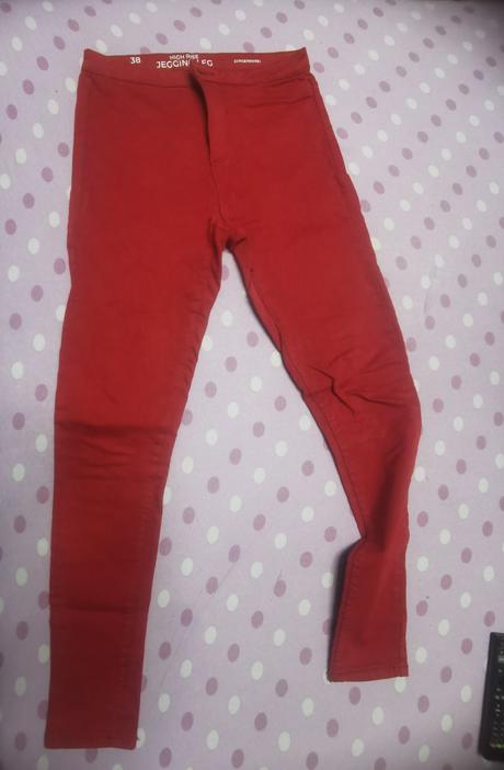 Jegging leg nohavice červené, c&a,38