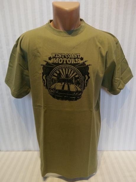 Pánske khaki tričko west coast motors, jhk, m, m
