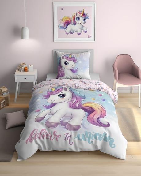 Obliečky 140x200 jednorožec believe - skladom, šírka (cm): 140,dĺžka (cm): 200