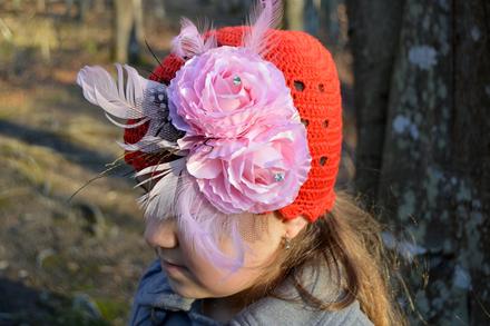 Háčkovaná čiapočka s kvetom, 50 - 158