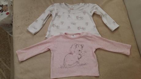 2 tričká s mačičkami, f&f,80