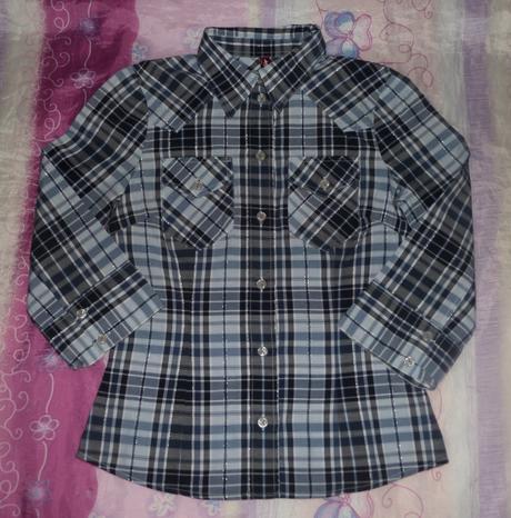 Károvaná blúza s 3/4 rukávom, xs