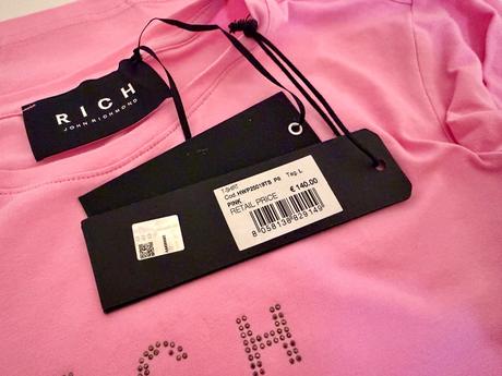 John richmond ružové tričko s kamienkovým logom, l