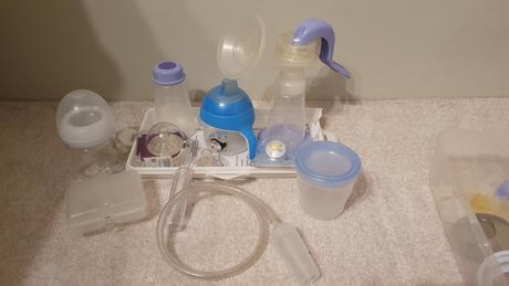 Mix vecí - odsávačka lansinoh, sklenená flaška, 