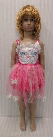 Kostým mačička ružovo biela, 3-4r, 98-104 cm, 