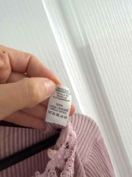 Ružová vlnená rebrovaná blúzka s čipkou tramonte, xl
