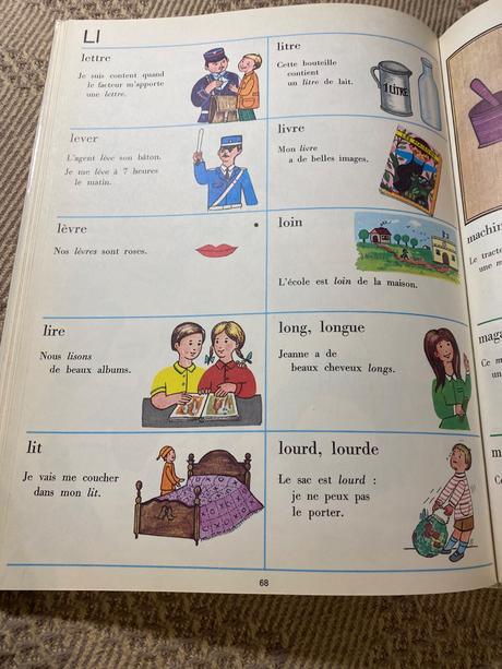 Krásny starý retro slovník učebnica francúzštiny, 