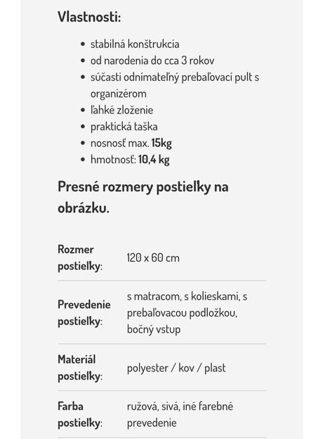 Cestovná postieľka, šírka (cm): 60,dĺžka (cm): 120