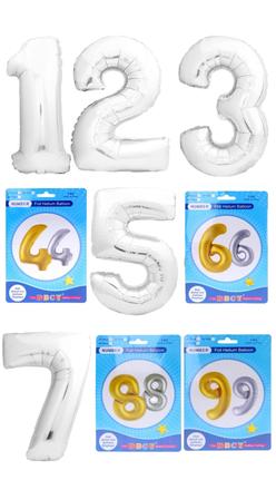 Balónik v tvare čísla 1-9 strieborná farba,