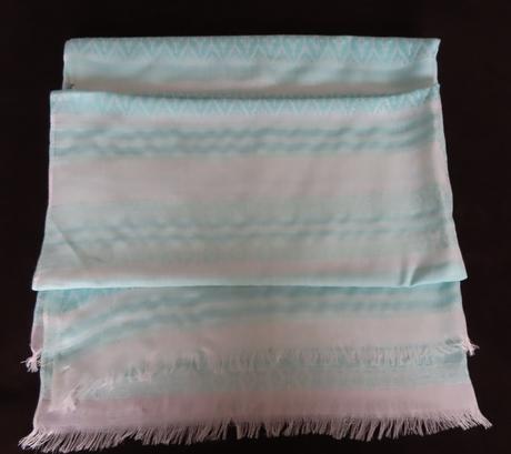 Bavlnený šál, biely so zeleným vzorom, xxl