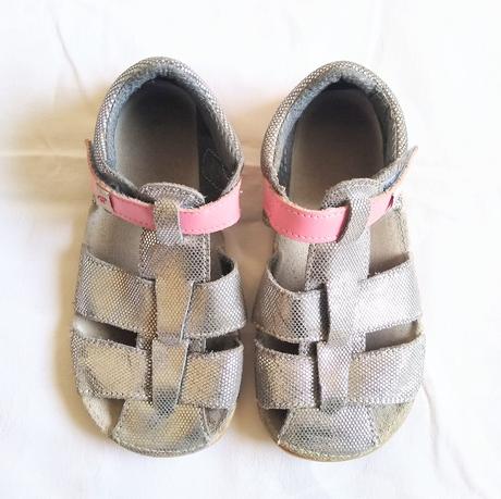 Kožené sandálky barefoot ef 28 strieborná, 28