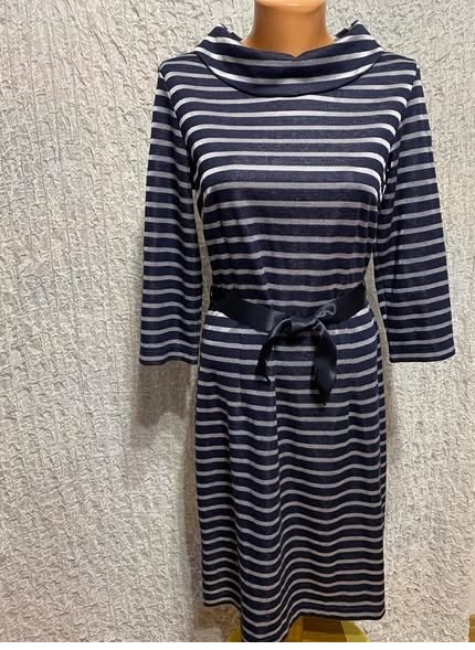 Modro-strieborné úpletové šaty 38, 38