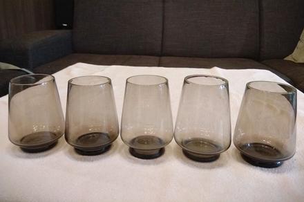 5x pohar, dymove sklo, 