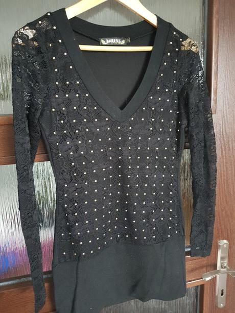 Sveter s čipkou a zdobením, m