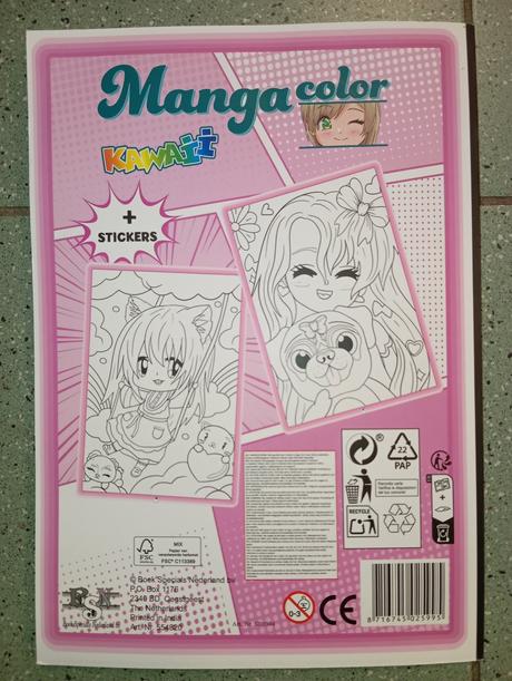 Manga kawaii color omaľovánka s nálepkami, 