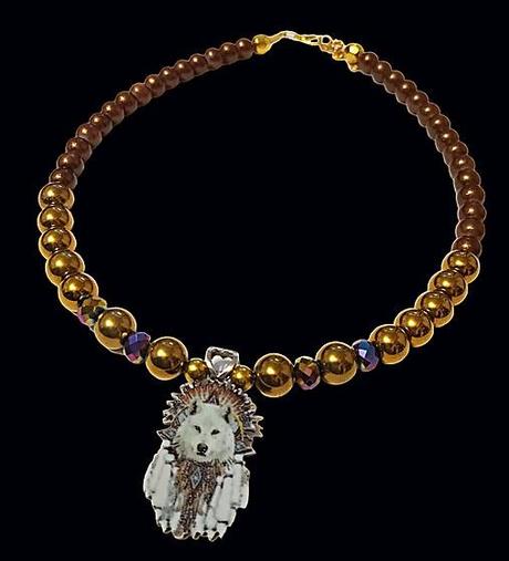 Náhrdelník vlk/hematit,