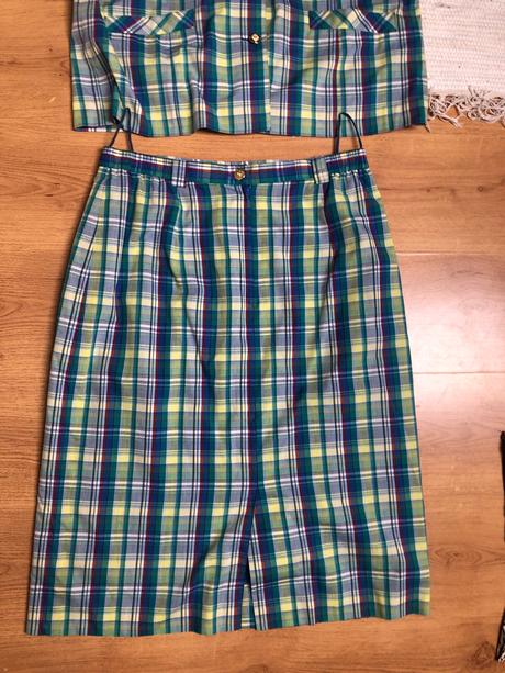 Vintage kostým kockovaný dámsky, xxl
