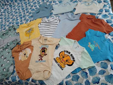 Balík 15 ks body dlhý a krátky rukáv, h&m,92