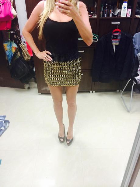 Zlatá sukna h&m, h&m,s