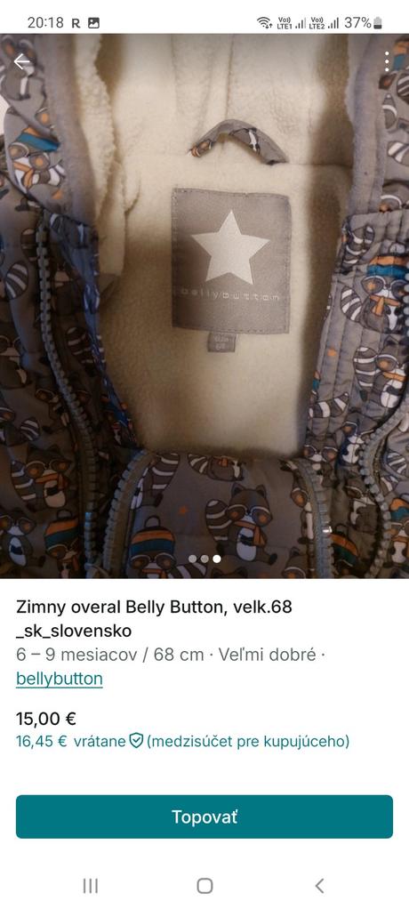 Zimný overal belly button velk 68, 68