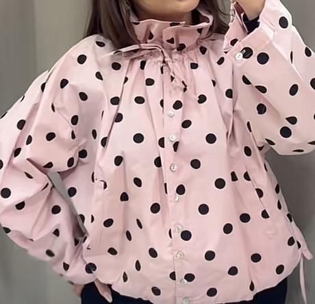 Viralna zara ružová bodkovana bunda, zara,s