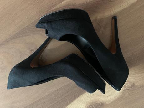 Čierne lodičky s otvorenou špičkou, mango,38