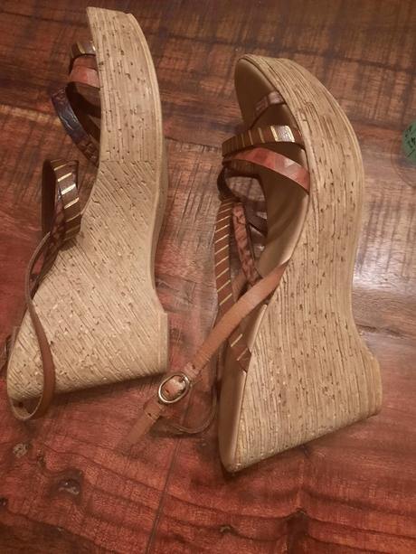 Remienkove kožené topánky na platforme sandaly, 38