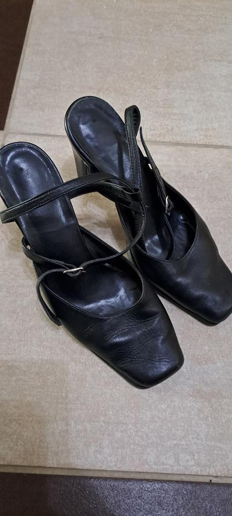 Čierne kožené lodičky, veľ. 36, 36