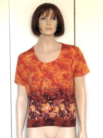 Oranžovo-bordové vzorované tričko, l