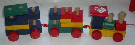 Drevený vláčik na rozkladanie, vkladanie, 