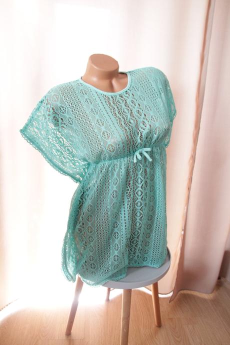 Tyrkysová čipkovaná tunika xs/s, xs