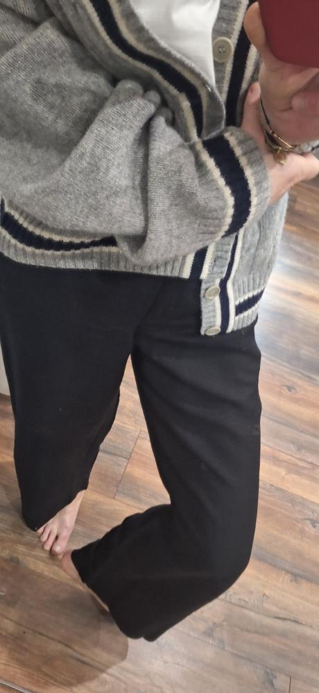 Ľanové čierne šioké nohavice h&m vel 36, h&m,36