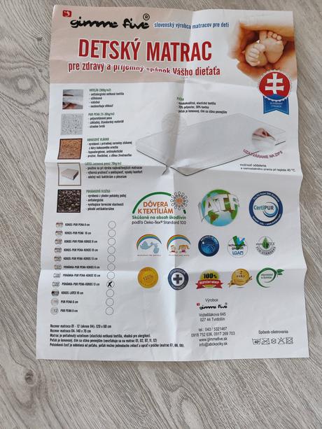 Kvalitný matrac, šírka (cm): 60,dĺžka (cm): 120