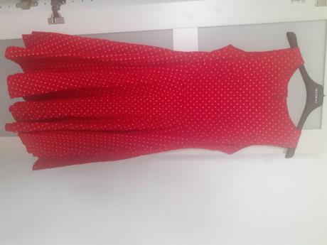 Cervene damske letne saty s bodkami, 164