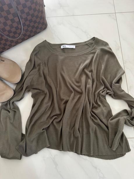 Základný sveter- olivový, zara,s