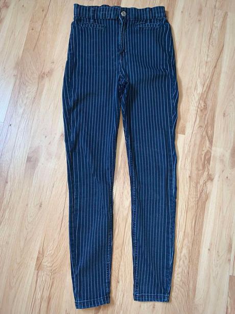 Pásikavé skinny vysoký pás, bershka,36