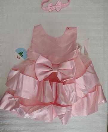 Dievčenské ružové slávnostné šaty s čelenkou 80 cm, 80
