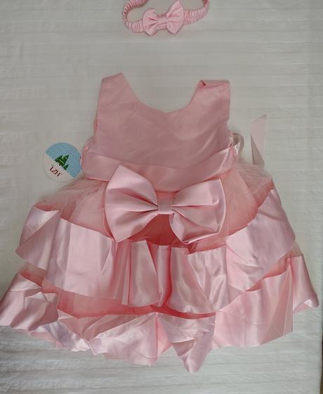 Dievčenské ružové slávnostné šaty s čelenkou 80 cm, 80