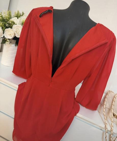 Červené elegantné šaty wrap efekt sexy party, l