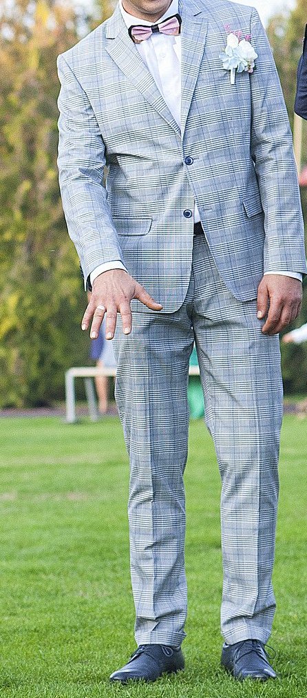 Pánsky kockovany oblek slim, 52