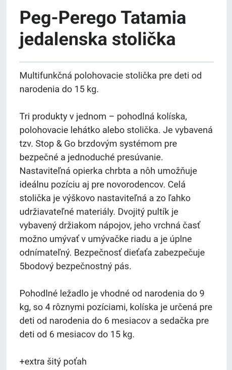 Peg perego tatamia jedálenská stolička, peg-pérego