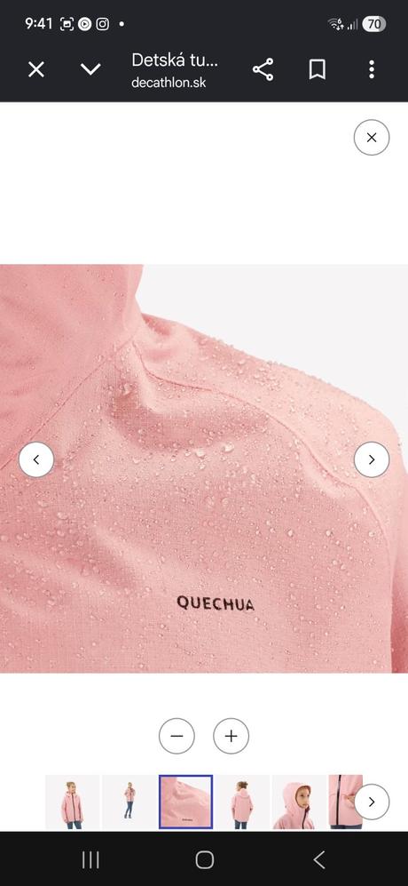Turistická nepremokavá bunda top stav, quechua,134