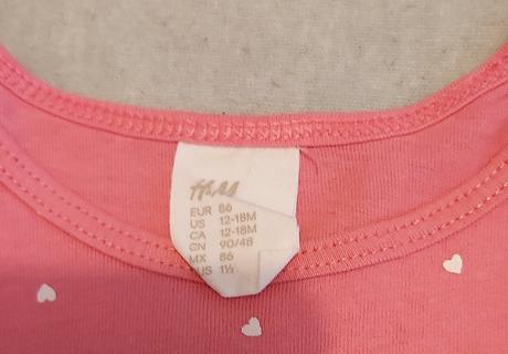 Šaty ružové + srdiečka h&m 86, h&m,86