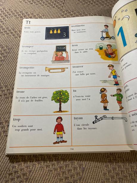 Krásny starý retro slovník učebnica francúzštiny, 