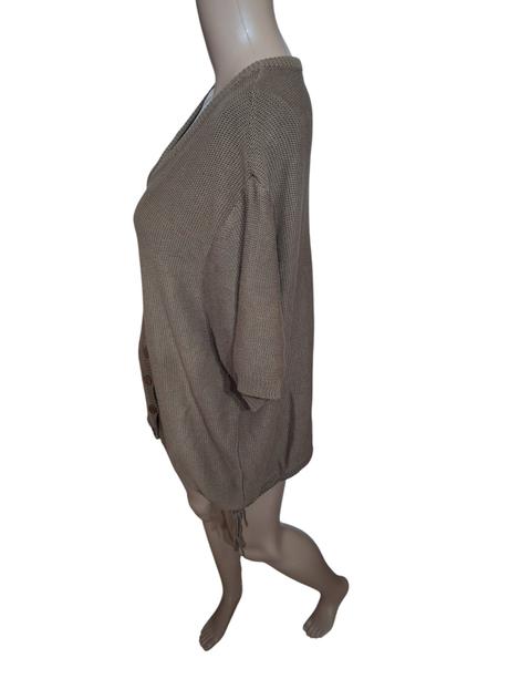 Dámsky svetrík na zapínanie s krátkymi rukávmi, 48